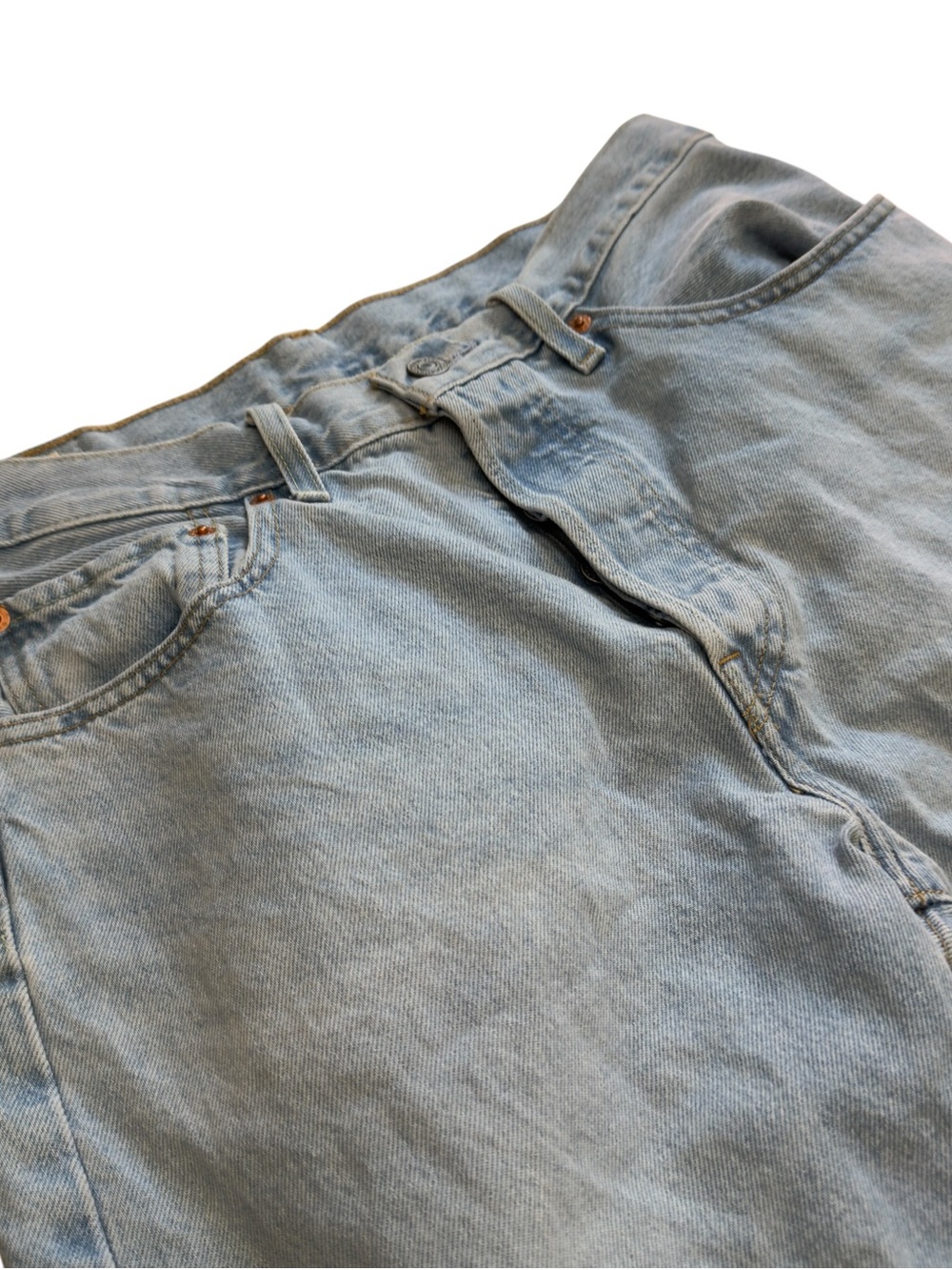 Levis Premium 501 Big E Cropped Jeans Womens 30 Light Wash Straight Leg Denim - Picture 5 of 15